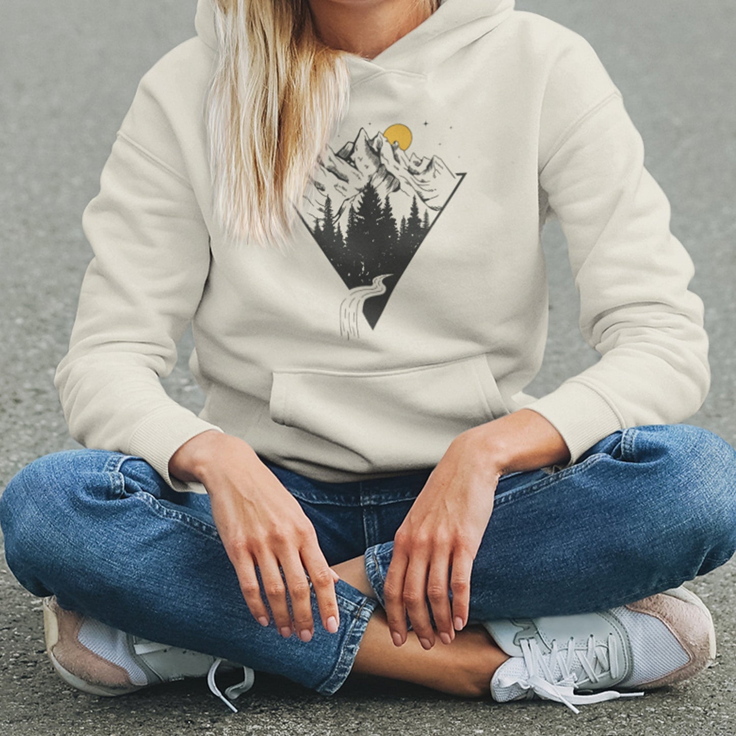 Yellow Sun Over Mountains - Unisex Midweight Hoodie