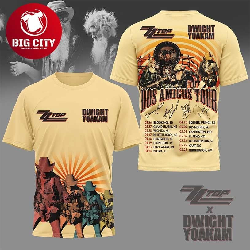 ZZ Top Dwight Yoakam Dos Amigos Tour 2026 Two Sided Shirt