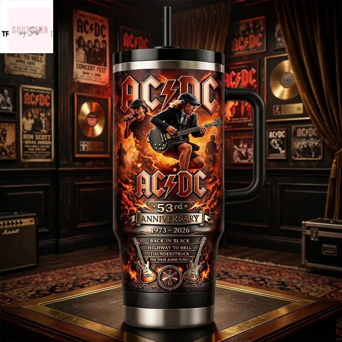 ACDC 53Rd Anniversary Collector Commemorative 1973-2026 Back In Black Highway To Hell Tumbler