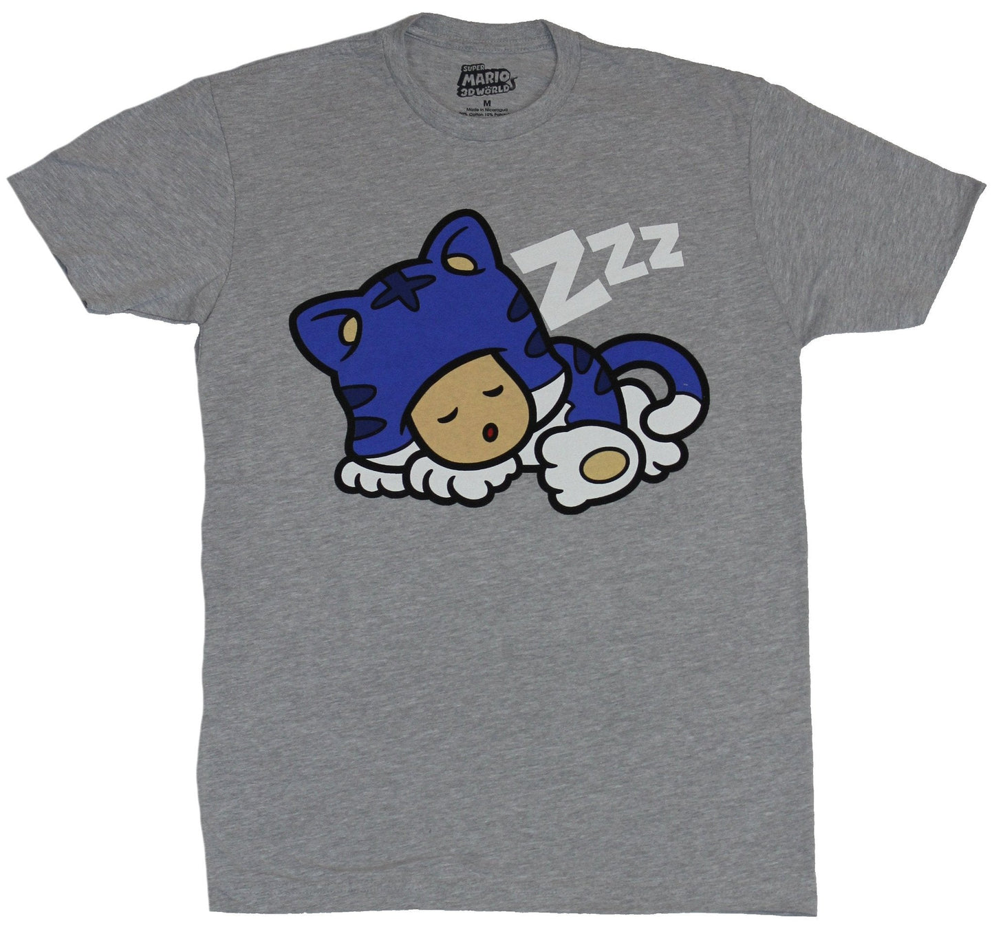 Super Mario World 3d Mens T-Shirt - Sleeping Toad Cat Image