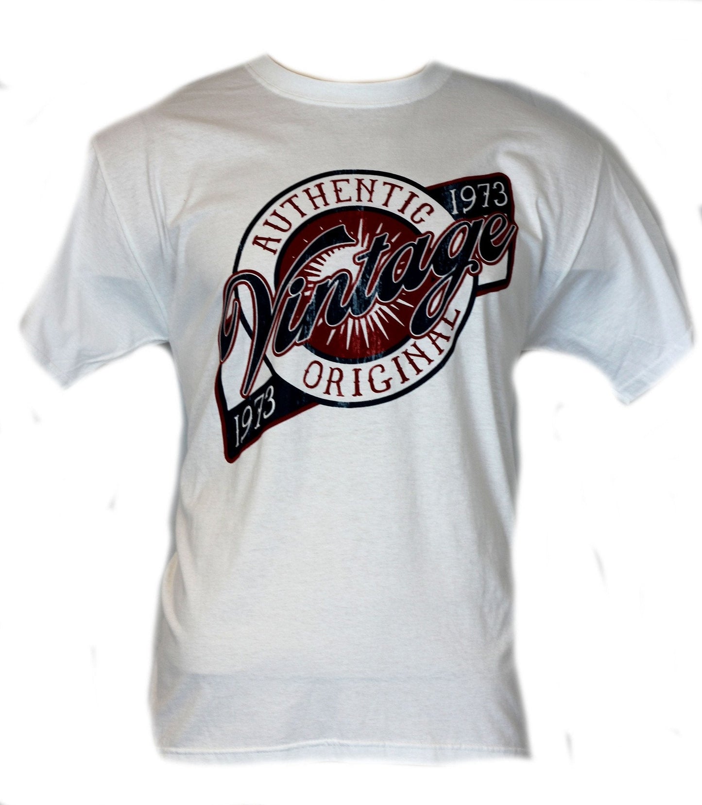 Authentic Vintage Mens T-Shirt - Birthday 1973 Shirt "Tiltled Vintage Logo