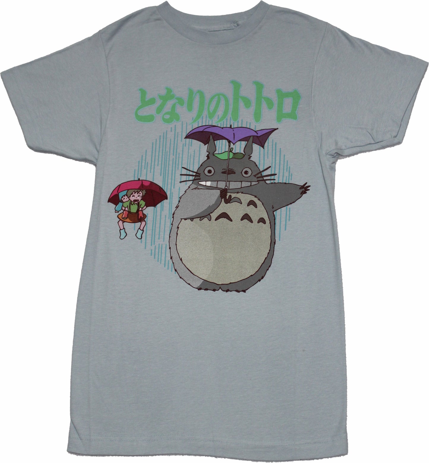 My Neighbor Totoro Mens T-Shirt - Raining Umbrella Pose Under Kanji