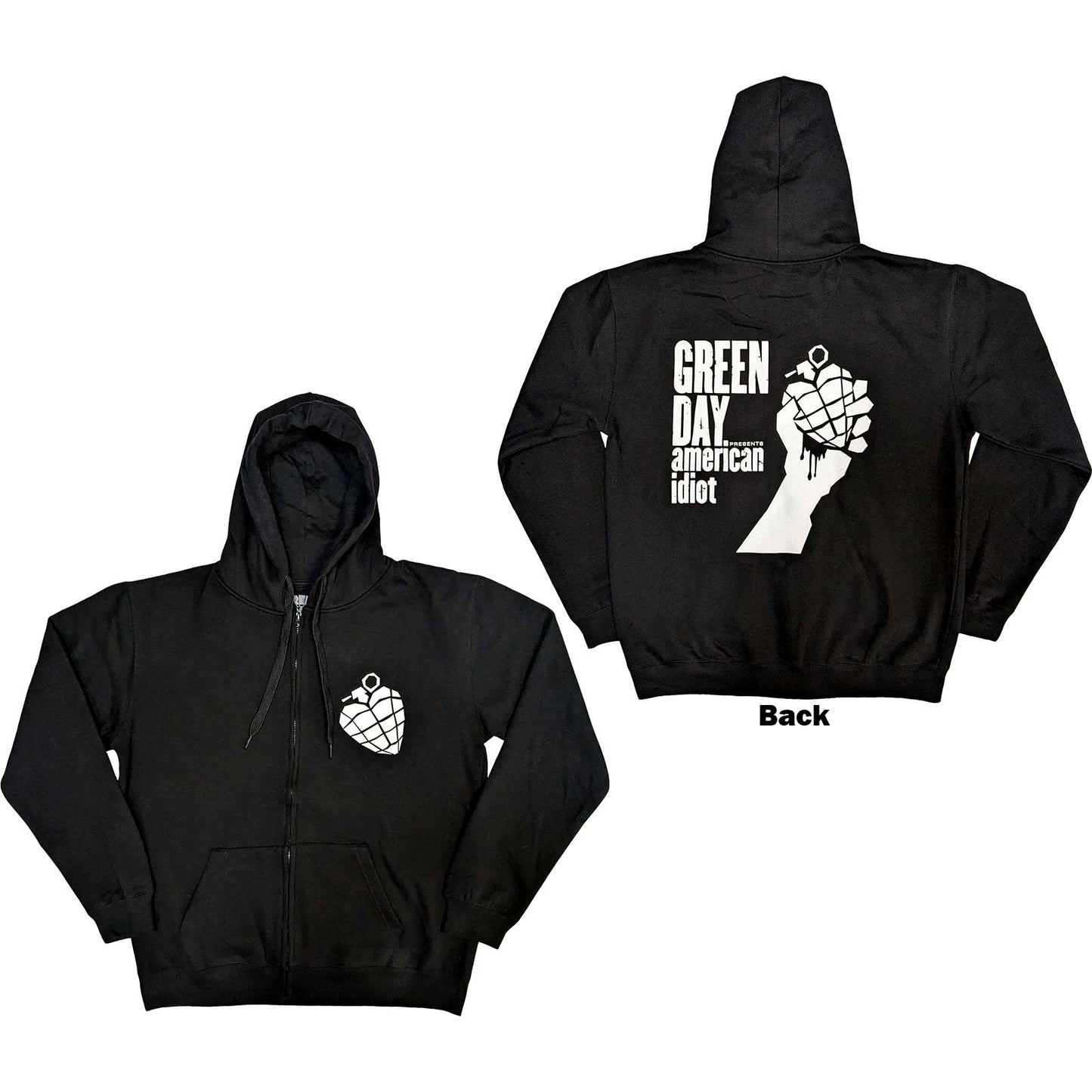 Green Day Zipped Hoodie: American Idiot The Musical (Back Print)