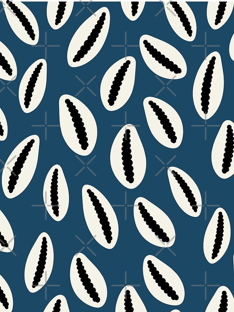 Coastal Cowrie Shell Pattern – Ocean Blue Beach Aesthetic by Cannaxes Ink