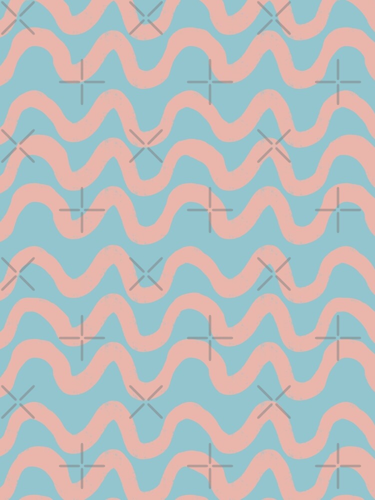 Boho Mid Mod Wiggly Lines Blue by susycosta