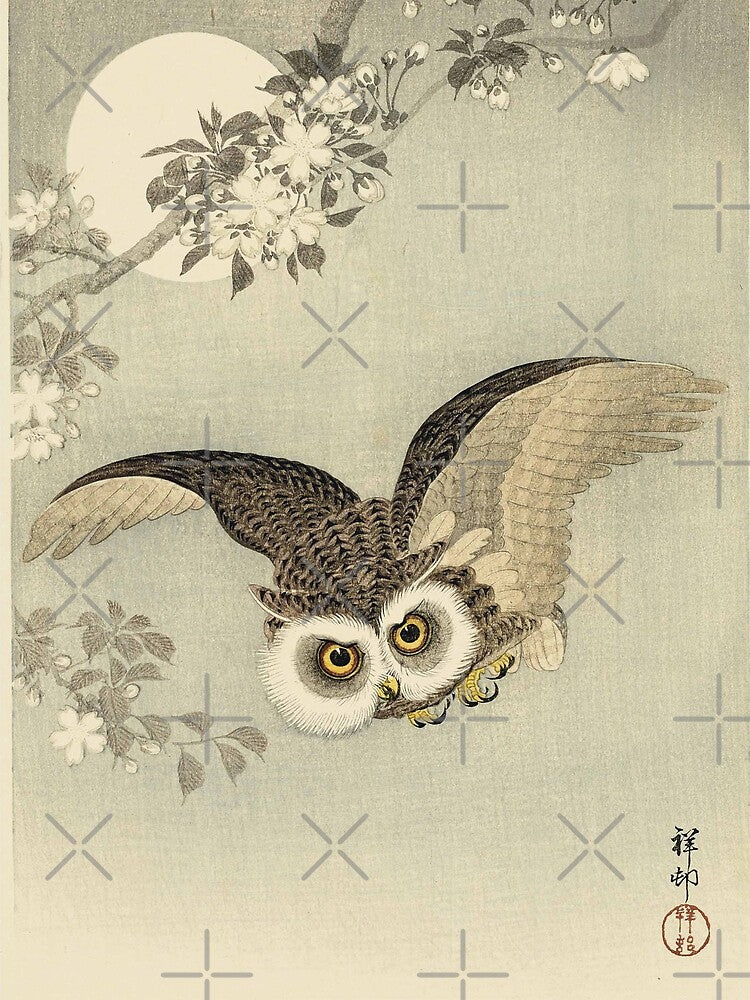 HD. Cherry Blossoms and Owl, by Ohara Koson. HIGH DEFINITION by MINDTHECHERRY