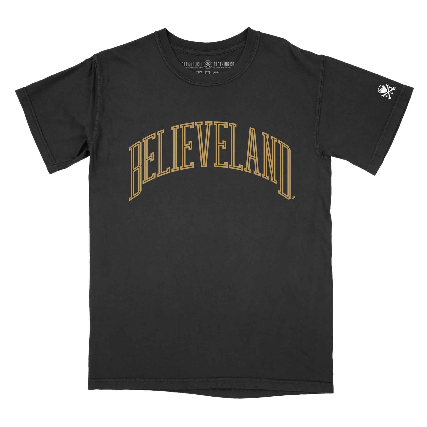 Believeland Arch - Black/Gold - Mens/Unisex Crew T-Shirt