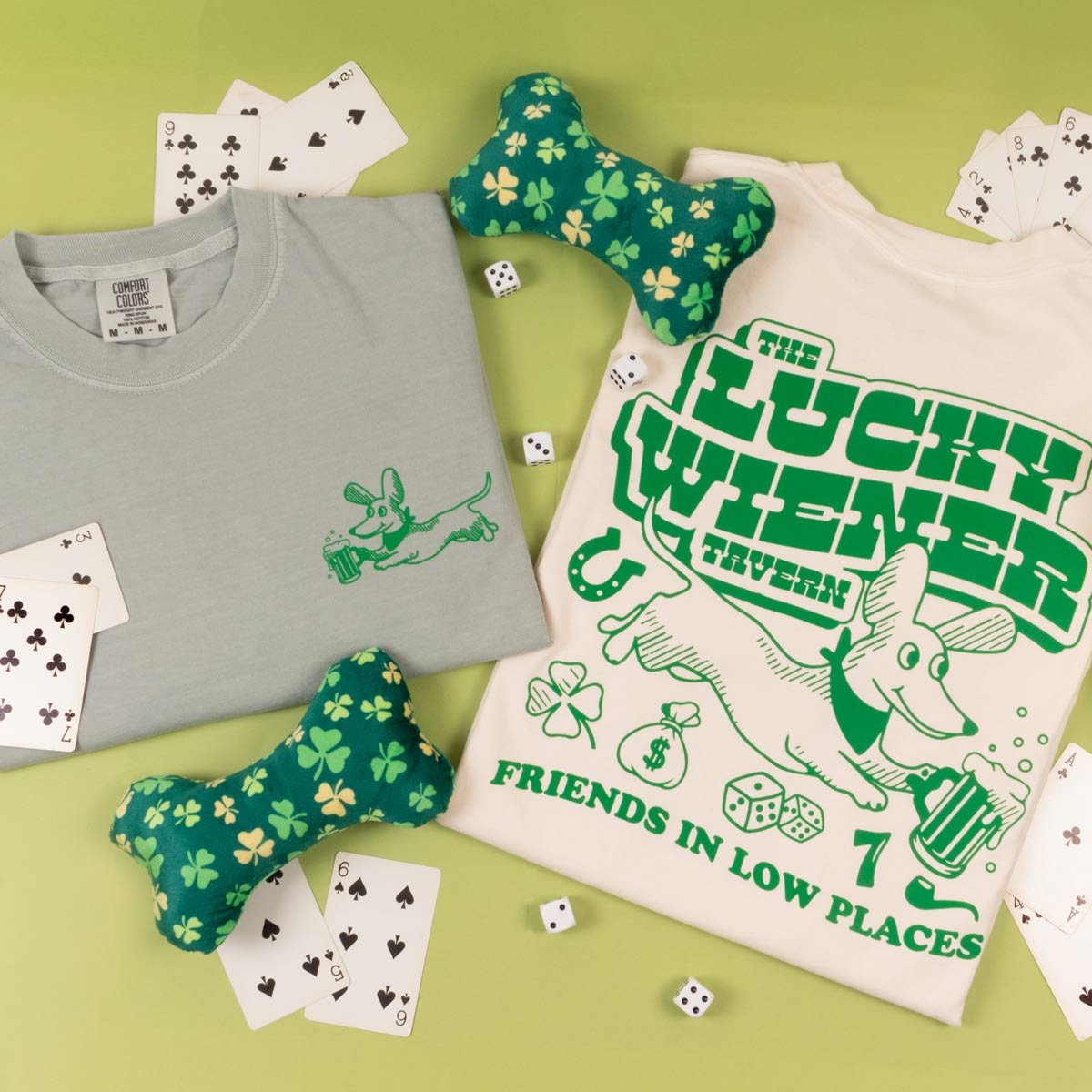 lucky wiener tavern unisex tee | sage