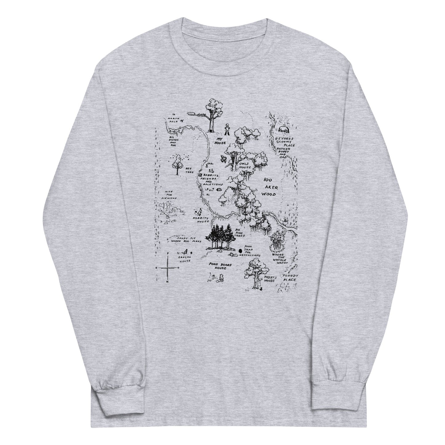 100 Acre Map Unisex Long Sleeve Tee