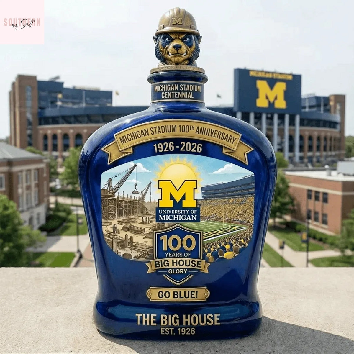 Michigan Stadium Centennial 100th Anniversary 1926-2026 Whiskey Bottle