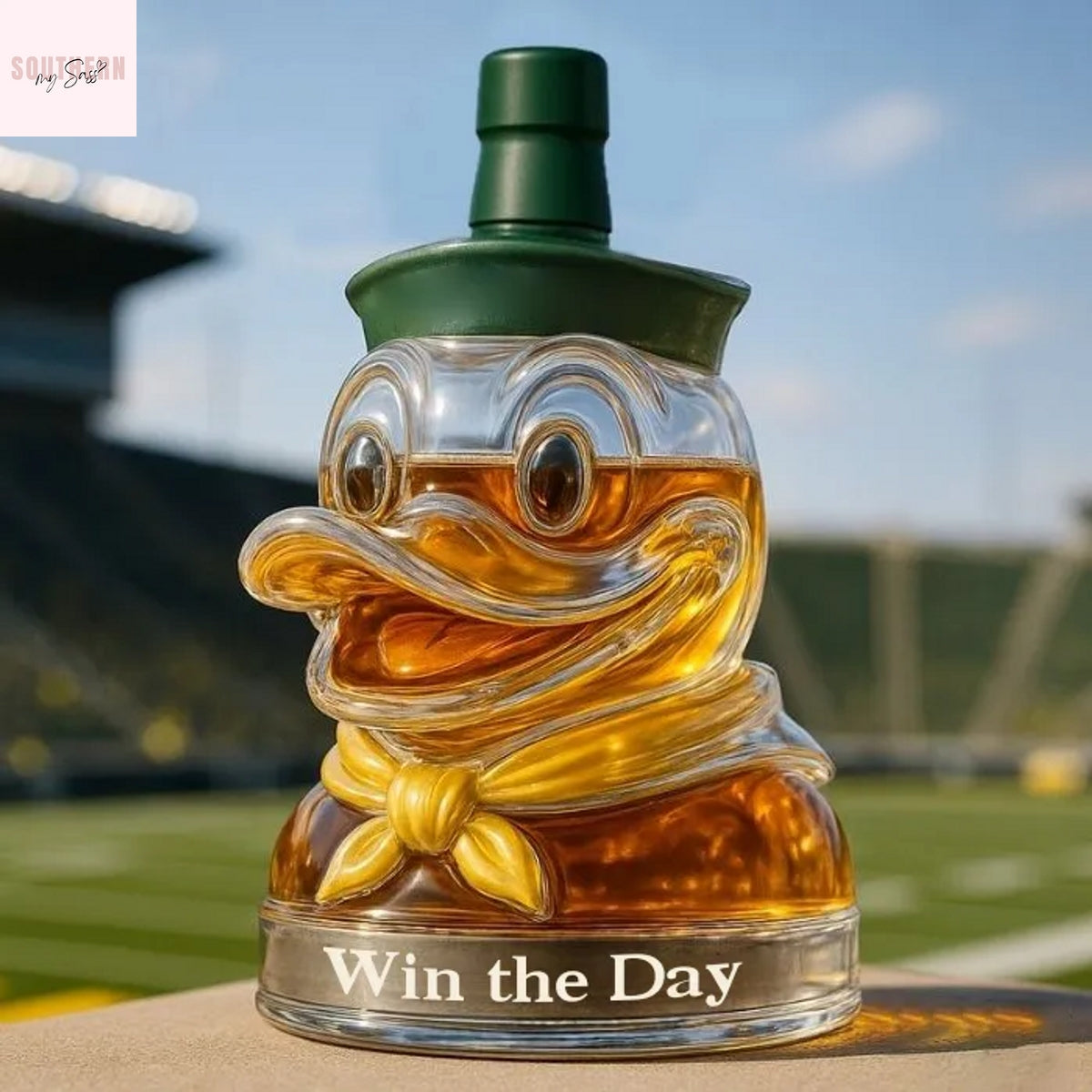 Oregon Duck Win The Day Whiskey Bottle
