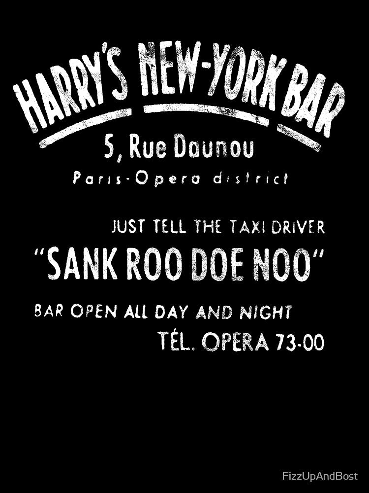 Vintage Harry’s New York Bar – Paris Matchbook Style Distressed Design by FizzUpAndBost