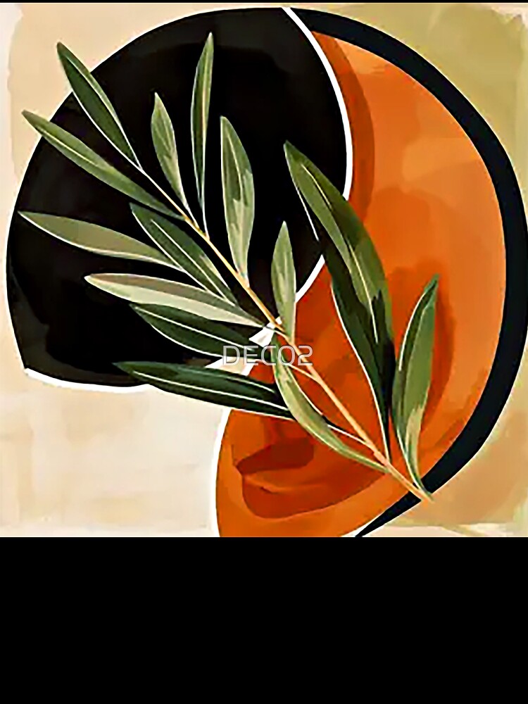 Boho Abstract Minimalist Leaf Design In Warm Earthtones by DEC02