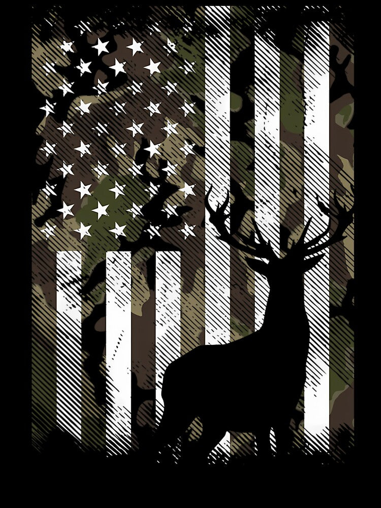 Camo US Flag Deer Elk Buck Camoflage Hunting Hunter Dad Short Sleeve by cichhvenuu23