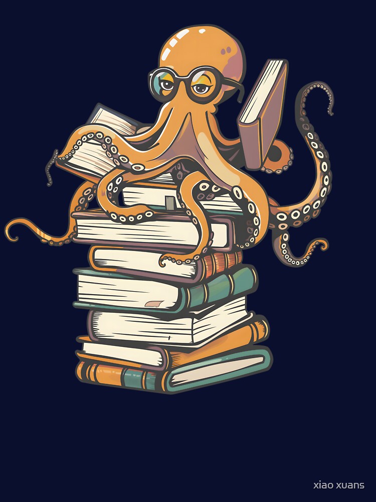 Octopus Reading Books | Book Lover Gift by xiao xuans
