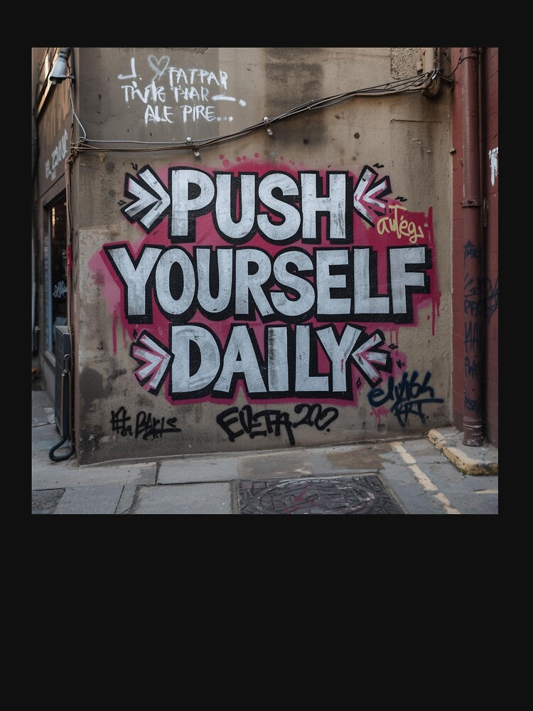 Push Yourself Daily – Gym Motivation Fitness Quote T-Shirt by rsuniquestyle