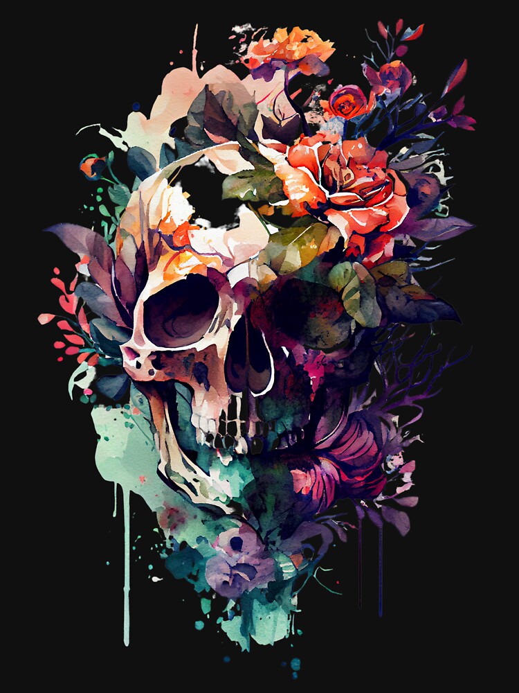 Skull and crossbones with flowers for a grunge and romantic look by nellylebrun