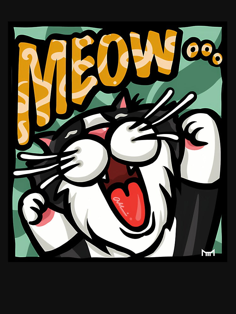 Energetic Meow Tuxedo Cat Comic Pop Art by Paidobento