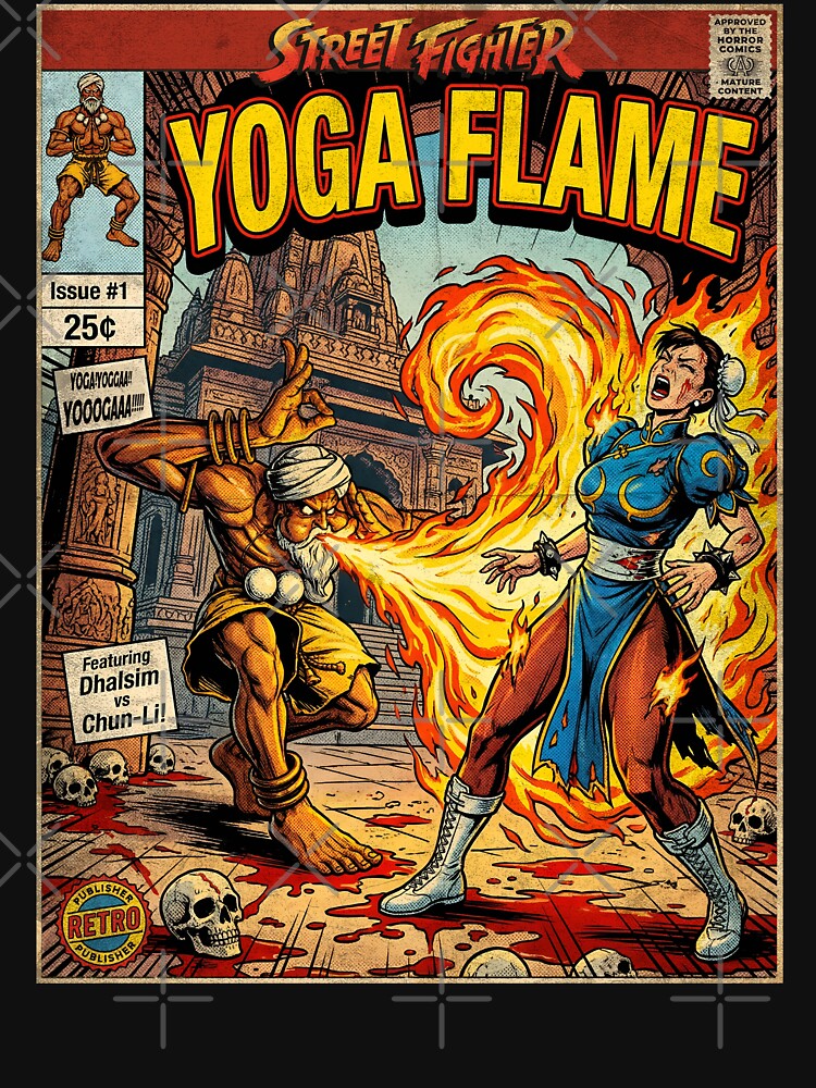 Street Fighter Dhalsim Yoga Flame Vintage Comic Cover Art by Back2Collage