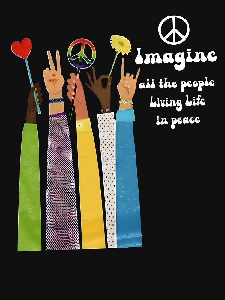 Imagine Peace and Love Retro Hippie Design by margamPagenberg