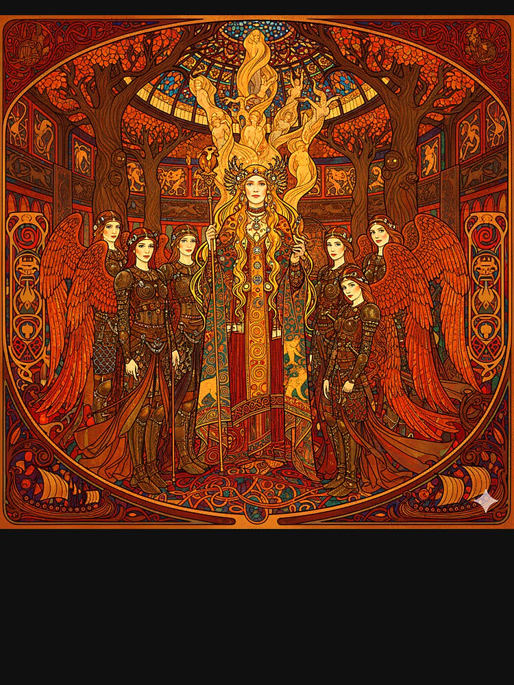 Freya and the Valkyries | Norse Goddess and Warrior Maidens Fantasy Art by Stoneflower-Art
