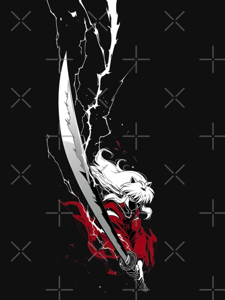 Inuyasha | White Hair Sword Fighter, Dark Aesthetic Manga Art by Dyan4