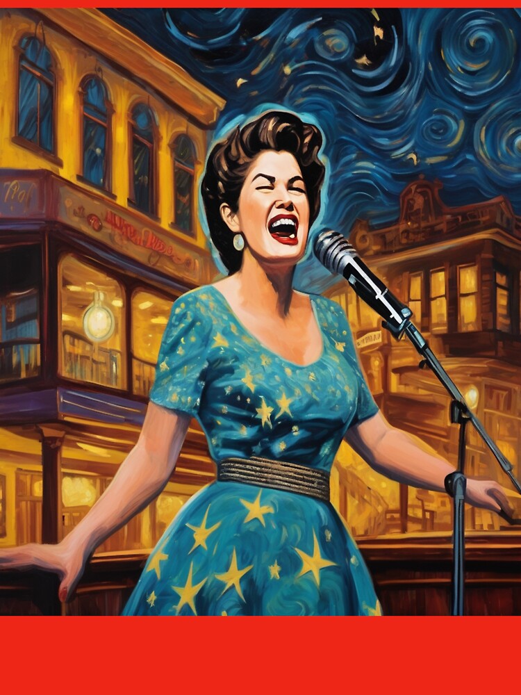 "Vintage Visions: Patsy Cline's Serenade Under Neon Stars" by Artisticanvas