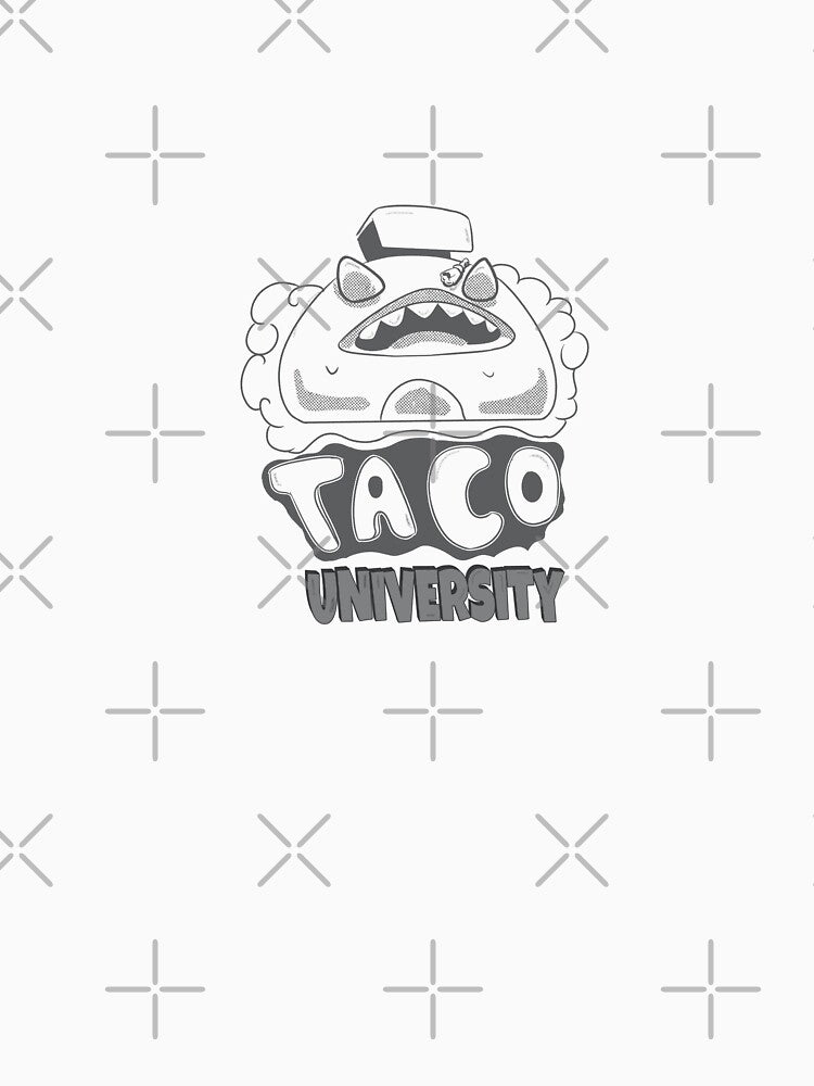 Taco University – Funny Taco Lover Cartoon Food Illustration by Loneliillustrat