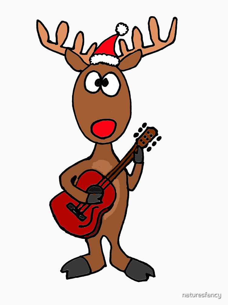 Cool Rudolph the Red Nosed Reindeer Playing Red Guitar by Nature's Fancy