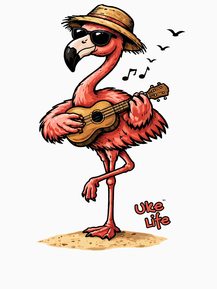 Uke Life Flamingo – Retro Ukulele Flamingo Design by Ukulele Gent