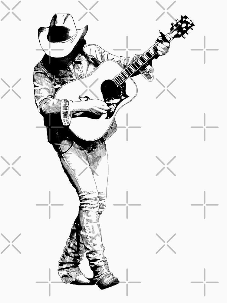 Black art Dwight Yoakam playing guitar T Shirt by BongChung