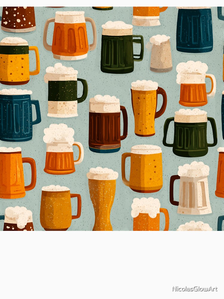 Craft Beer Mugs Pattern Ale Lager Drinker by NicolasGlowArt