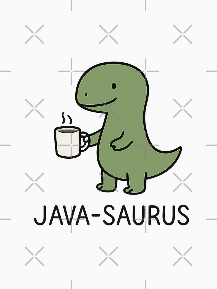 Java-Saurus Coffee Dinosaur Funny Gift for Coffee Lovers – Cute Dinosaur with Coffee Mug by StickerHavenn