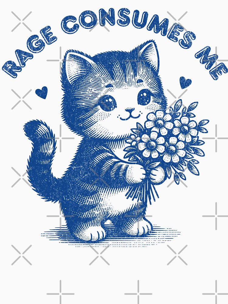 Retro Vintage Rage Consumes Me Demotivational Cute Kitty Cat by zptees