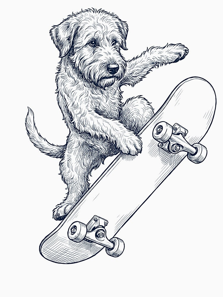 Vintage Soft Coated Wheaten Terrier Skateboarding Skate Dog Dad Lover by DoodleTortle