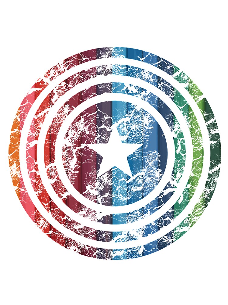 USA Star Shield T-Shirt | Rainbow Color Design Tee by AllStarMerch