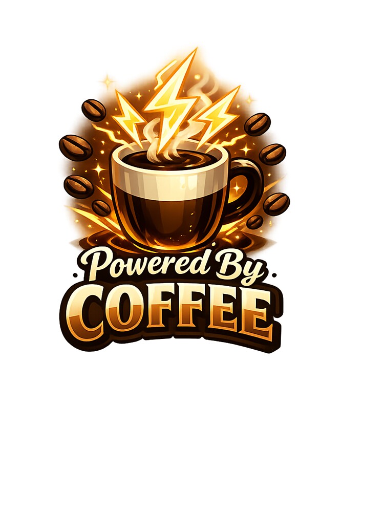 Powered By Coffee – Funny Coffee Lover Quote Typography Design | Coffee Addict Gift by ArtWaveStudio8