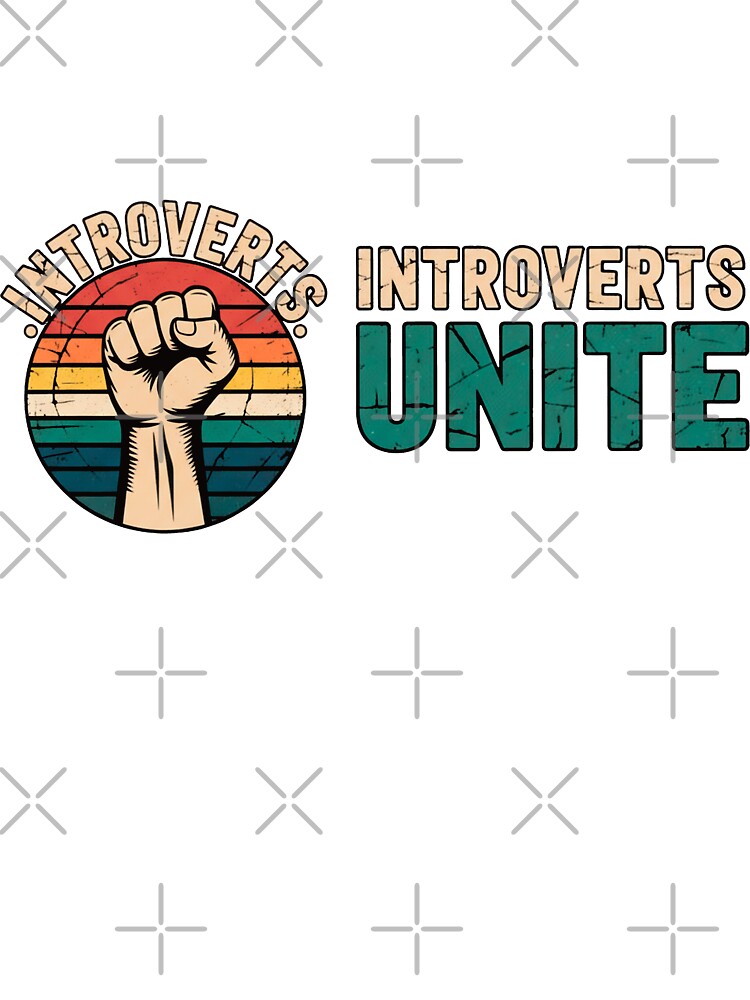 FUNNY QUOTES Introverts Unite – Vintage Fist Retro Introvert Statement Design by C3J7
