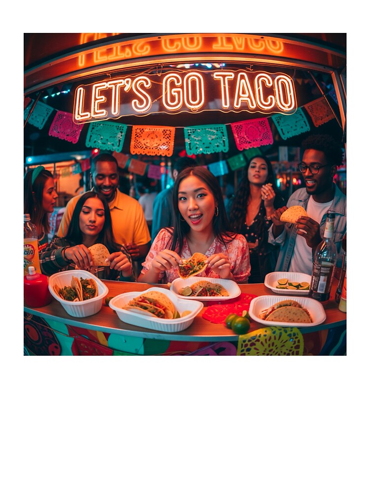 Let’s Go Taco – Funny Party Design with People Eating Tacos by j-2k