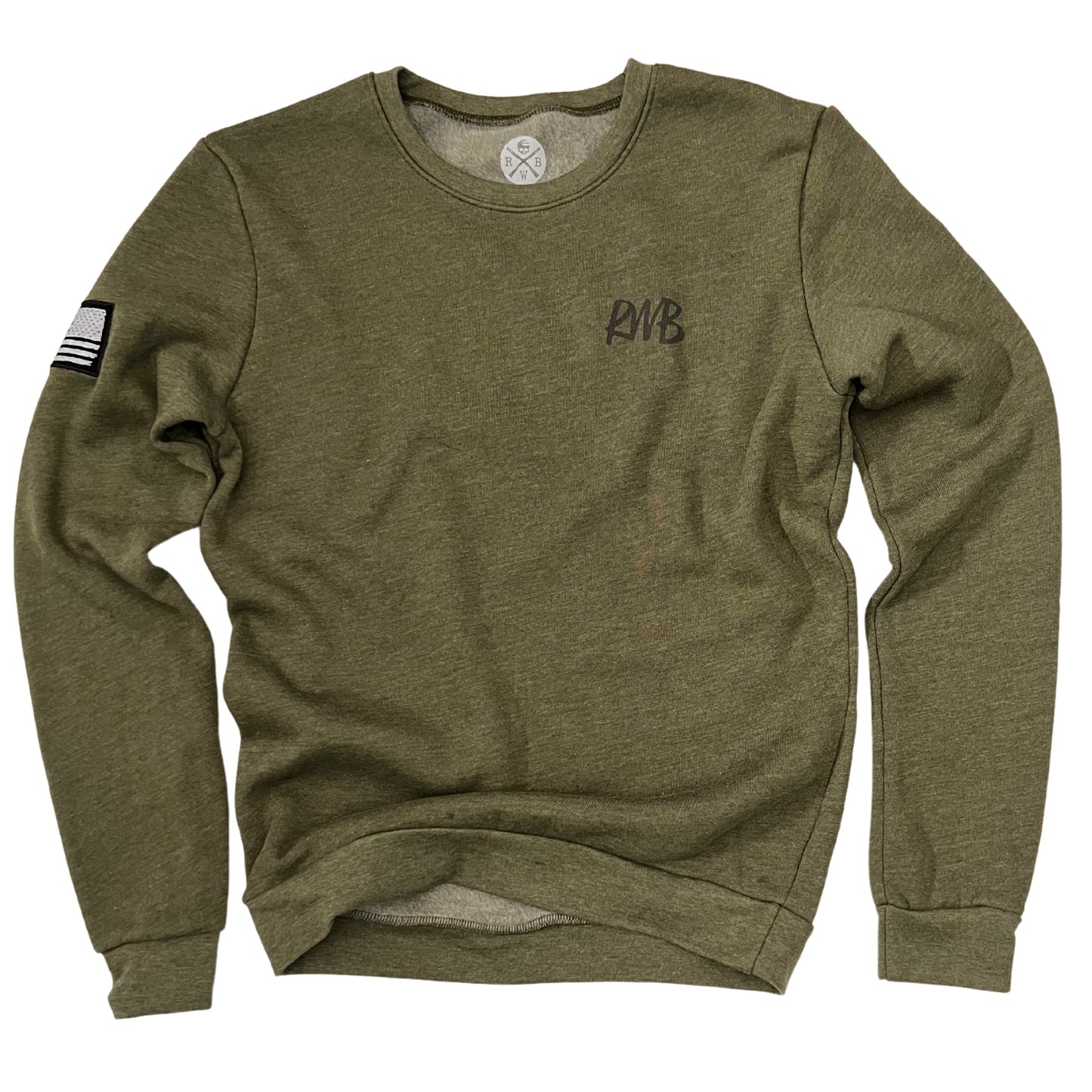 Women's American Flag Patch Raglan Ultra Soft Crewneck Sweatshirt (Army)
