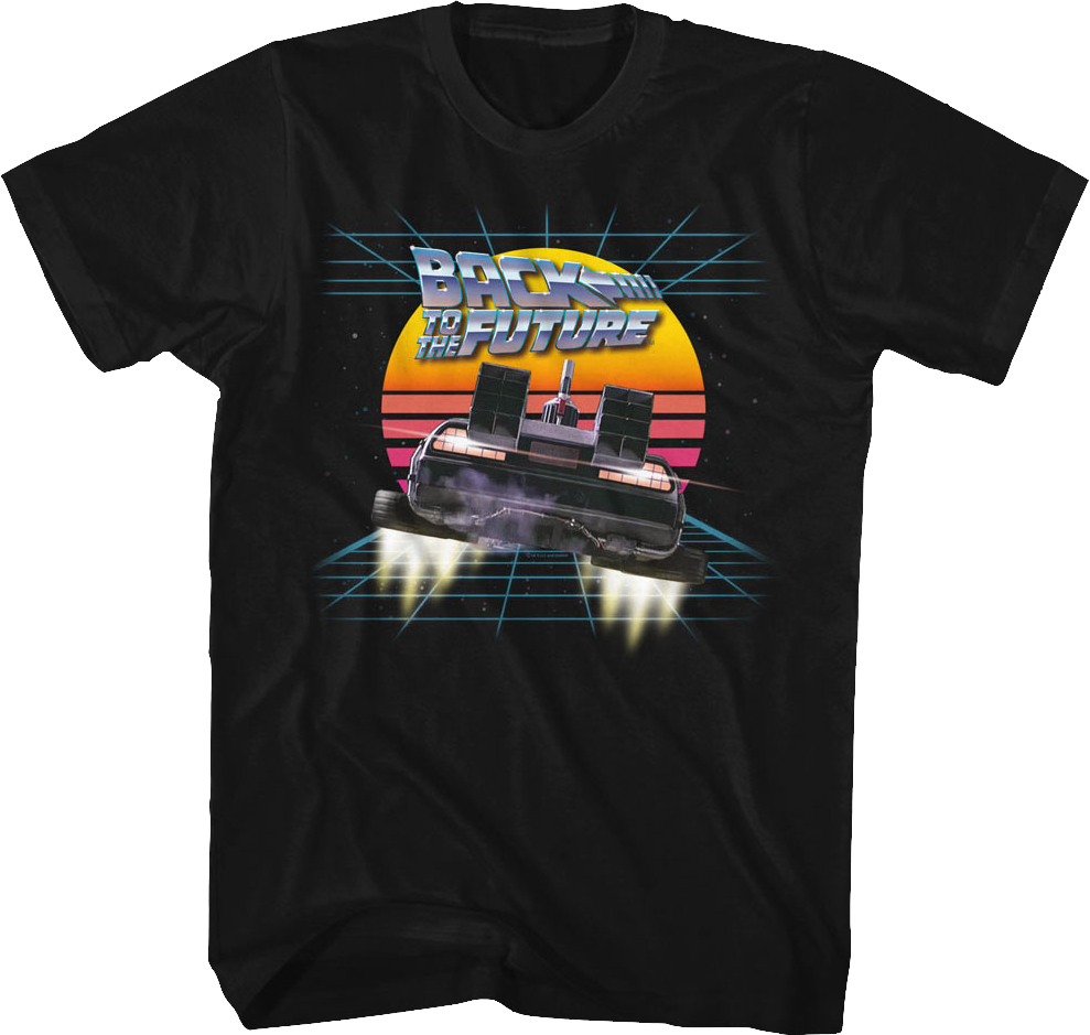 Retro DeLorean And Sunset Back To The Future T-Shirt