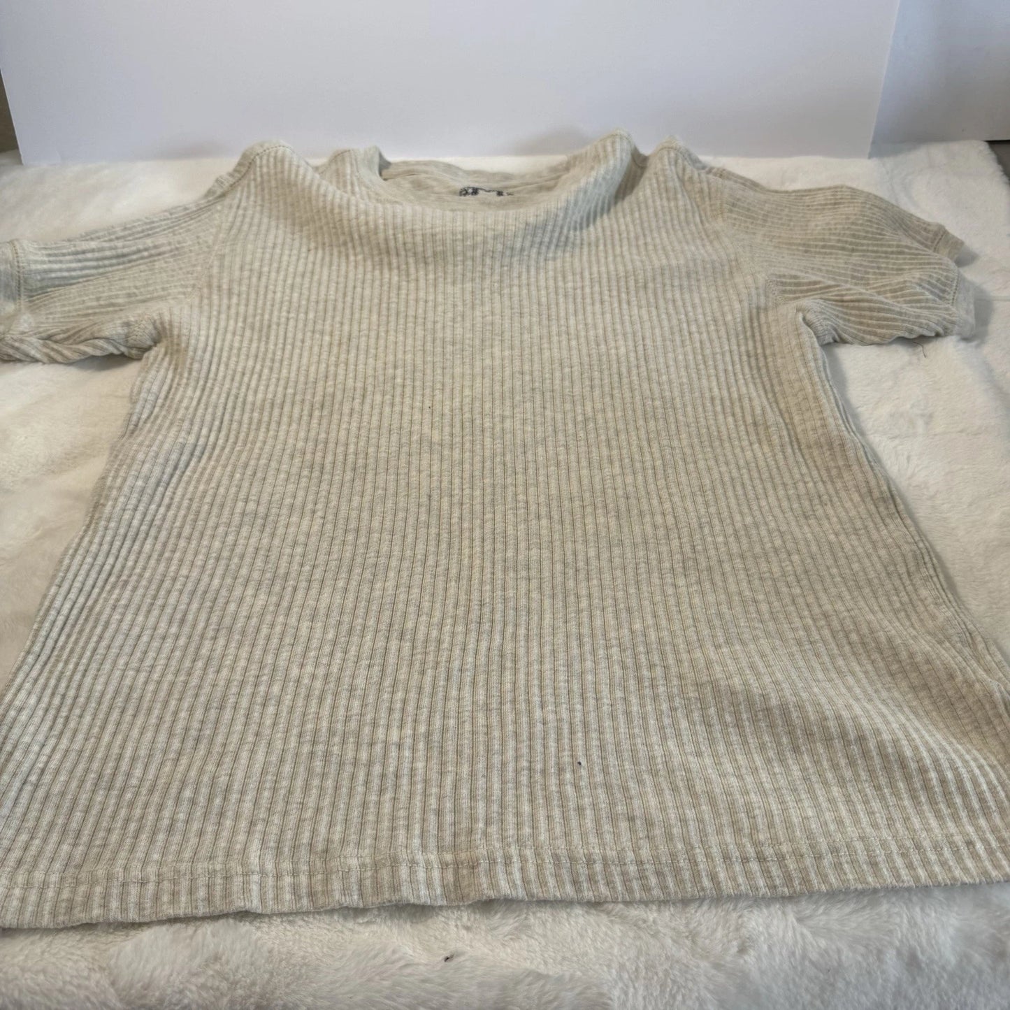 Modern Culture Shirt Mens Extra Large Beige Short Sleeve Ribbed Basic Neutral