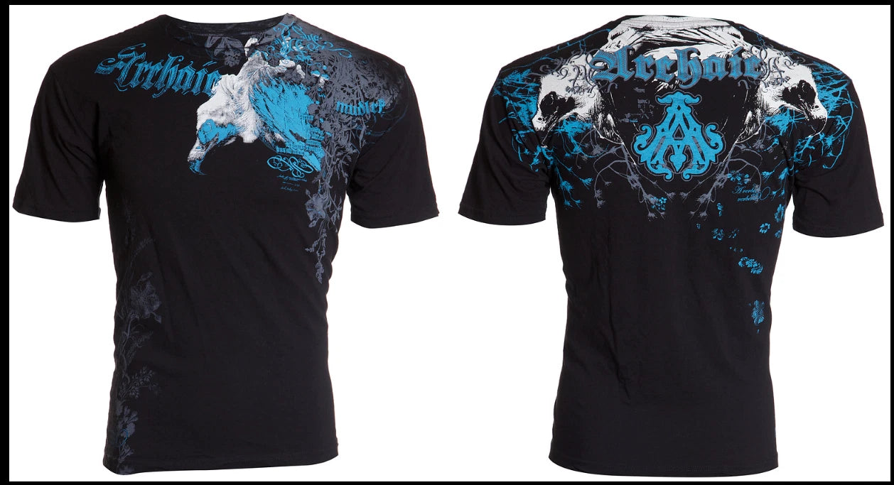 ARCHAIC by AFFLICTION Black VULTURE Short Sleeve Slim Fit Y2K T-shirt NWT