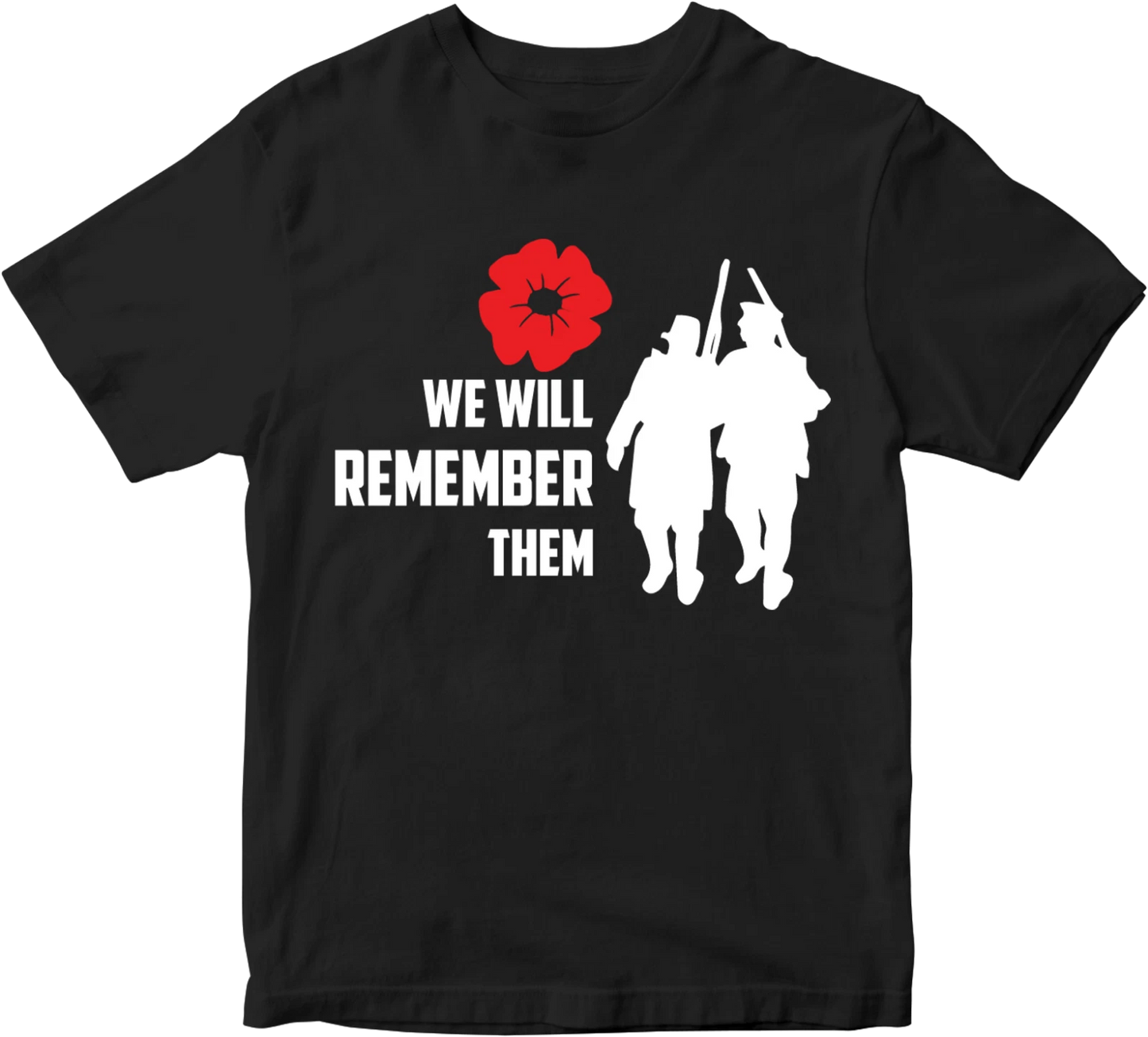 We Will Remember Them T-shirt Lest We Forget Poppy Flower British Armed War