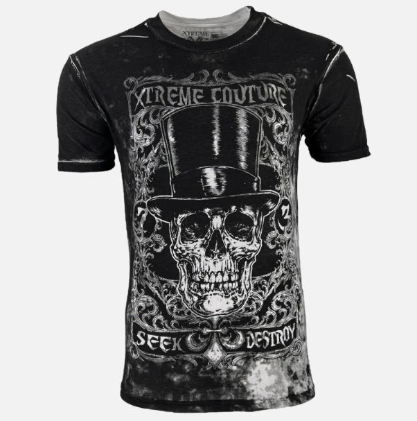 XTREME COUTURE by AFFLICTION Black PROPER Short Sleeve Slim Fit Mens T-shirt NWT