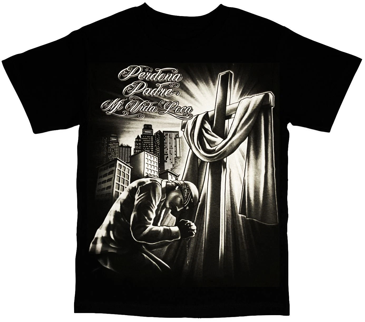 Chicano Art Perdona Padre Mi Vida Loca Mens T-Shirt