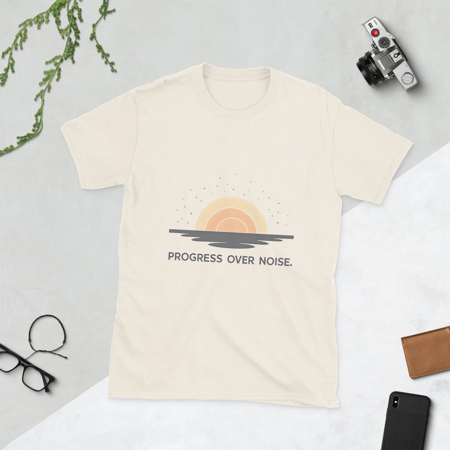 Progress Over Noise Unisex T-Shirt Minimalist Motivation Focus Mindset Tee