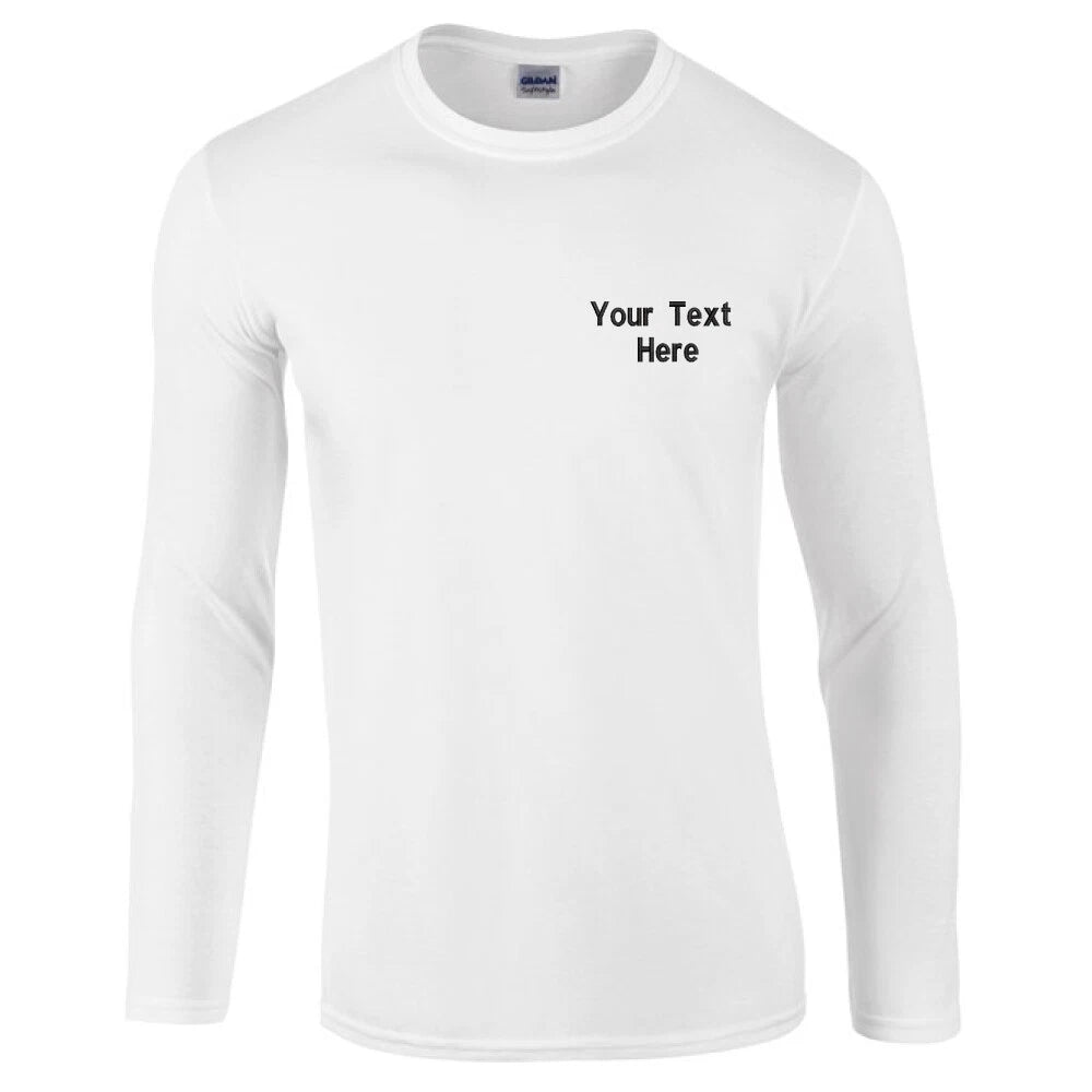 Personalised Custom Embroidered Gildan Softstyle Long Sleeve T-shirt Ring Spun