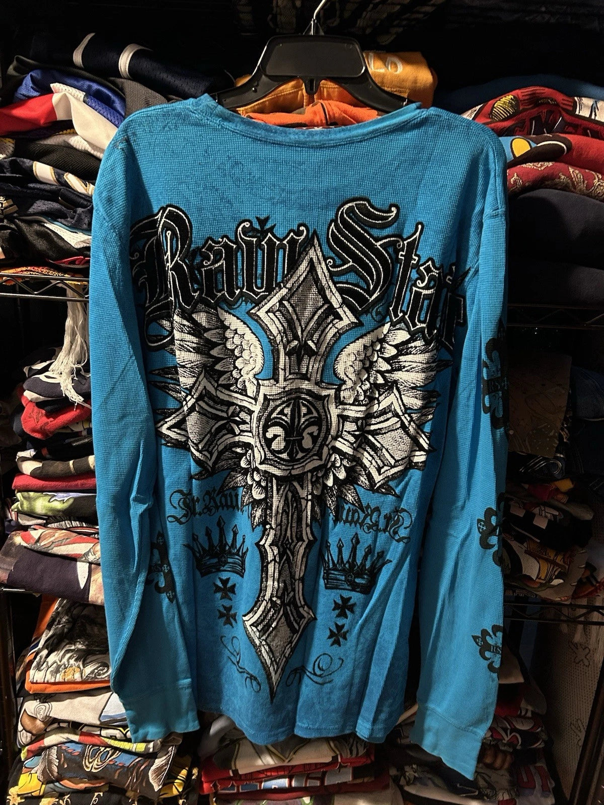 Vintage Y2K Raw State Thermal Redemption Shirt Size XL Grunge Affliction