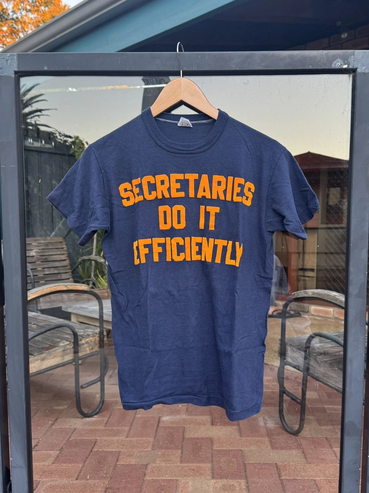 Russell Athletic Genuine 1970s Navy Blue Slogan Novelty Office Humor Shirt M